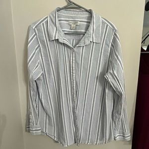 Christopher & Banks Petite Button Down Striped Shirt, Size P/XL